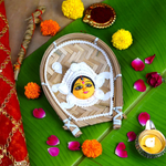 Kulo Durga Shola Pith Maa Durga Face on Bamboo Soop (8 Inch )