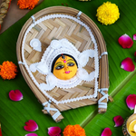 Kulo Durga Shola Pith Maa Durga Face on Bamboo Soop (8 Inch )