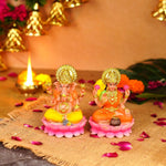 Multi Colour Lakshmi and Ganesh Resin Idol 4 Inch
