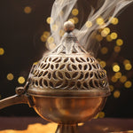 Antique Finish Brass Loban Dan 7.5" | Bakhoor Burner | Dhuni