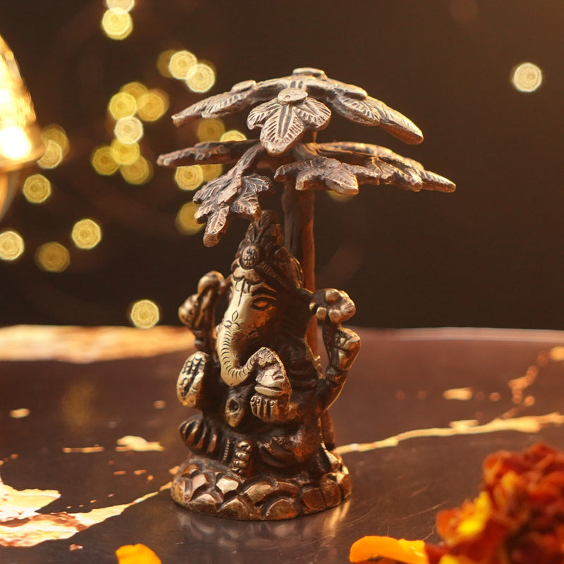 Lord Ganesha Sitting Under Tree (4 Inch)