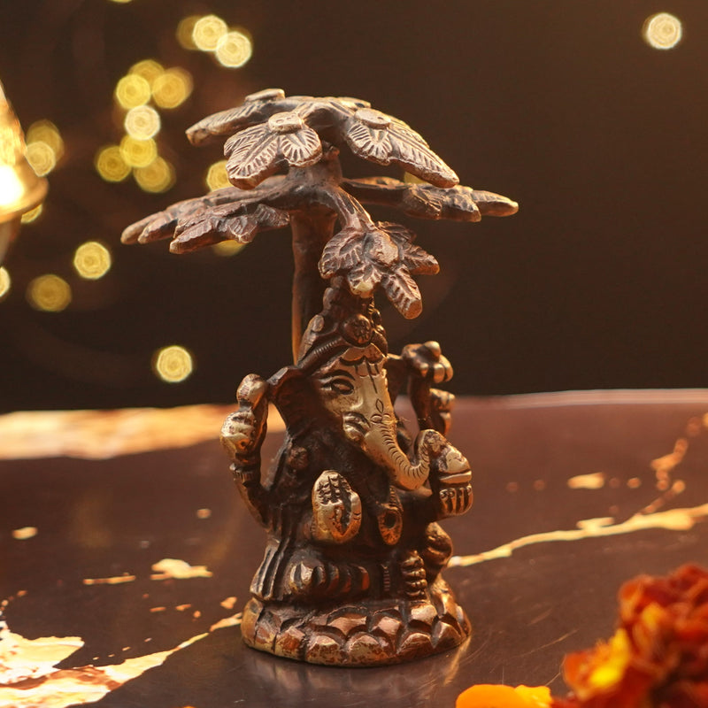 Lord Ganesha Sitting Under Tree (4 Inch)