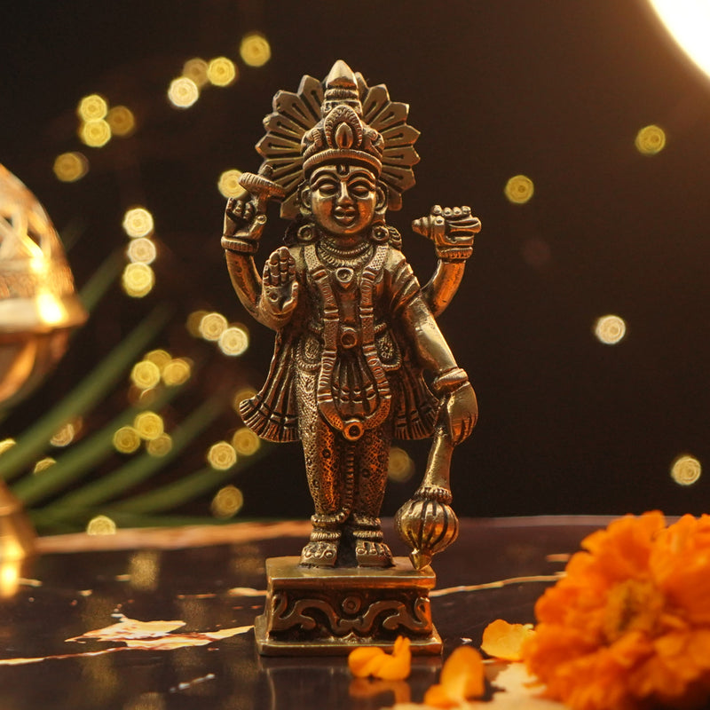 Lord Vishnu Antique Brass Statue