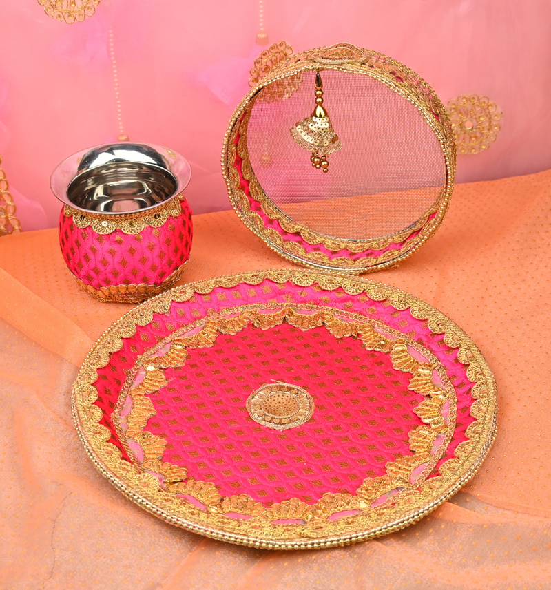 Magenta Karwa Chauth Thali Set