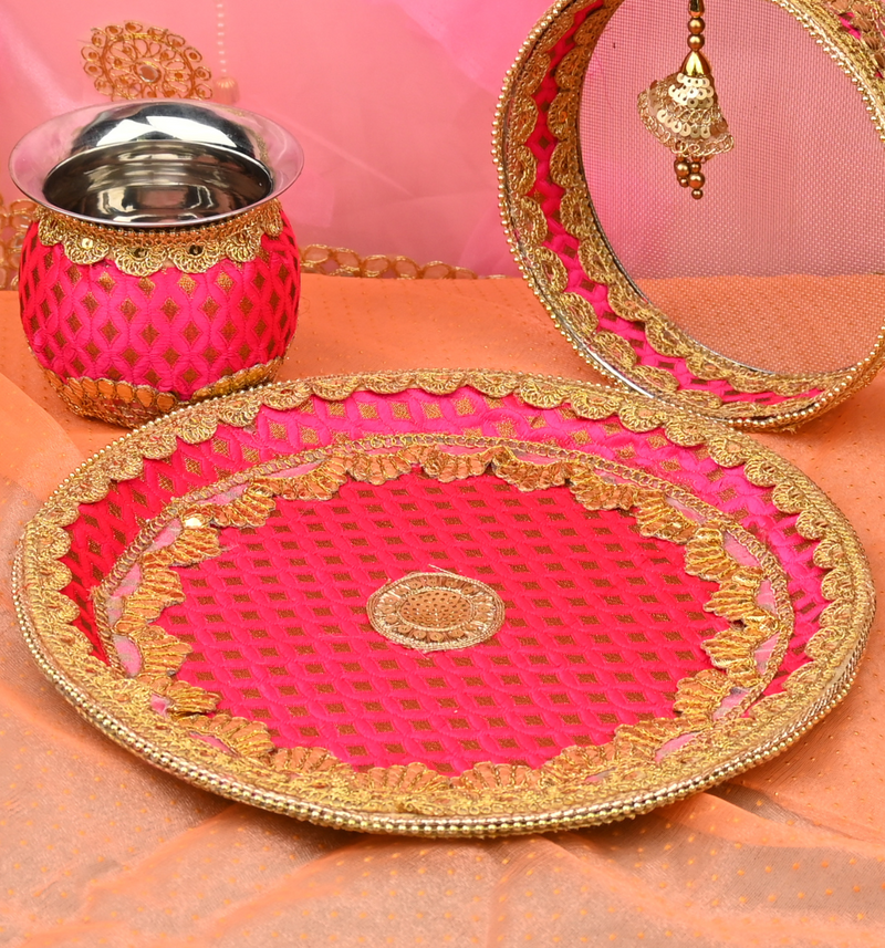 Magenta Karwa Chauth Thali Set