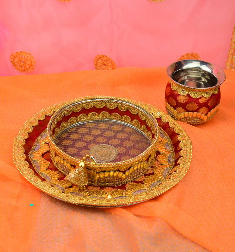 Maroon Karwa Chauth Thali Set