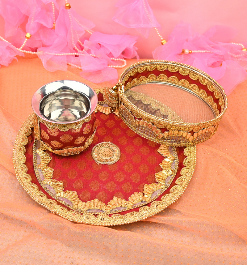 Maroon Karwa Chauth Thali Set