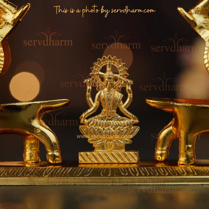 Mata Lakshmi and Elephant Design Kumkum Box