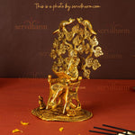 Metal Lord Ganesha Statue Reading and Sitting Under Tree