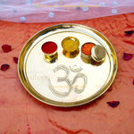 Om Brass Pooja Thali Set | Pure Brass Thali Set for Puja