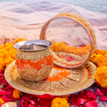 Orange Karwa Chauth Thali Set | Luxe Edition | Pack of 3