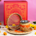 Orange Karwa Chauth Thali Set | Luxe Edition | Pack of 3