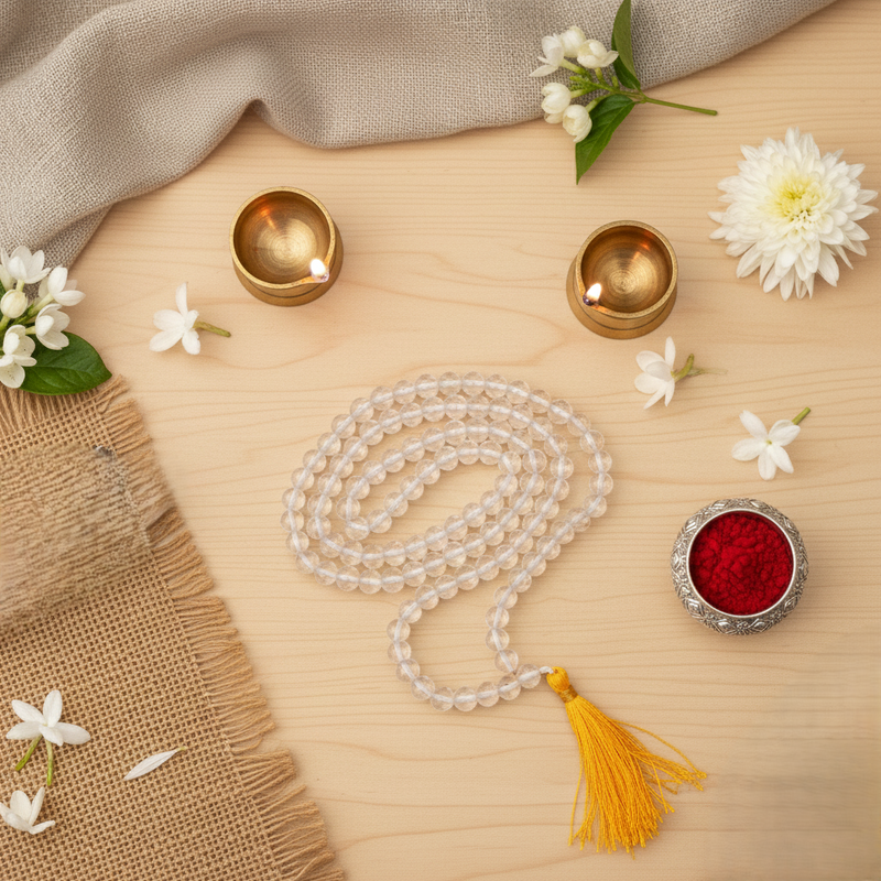 Original Sphatik Crystal Mala (6 - 7mm Crystal Beads)