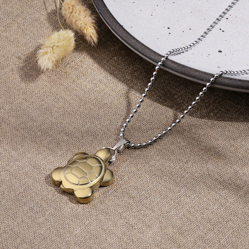 Pyrite Turtle Pendant with Chain