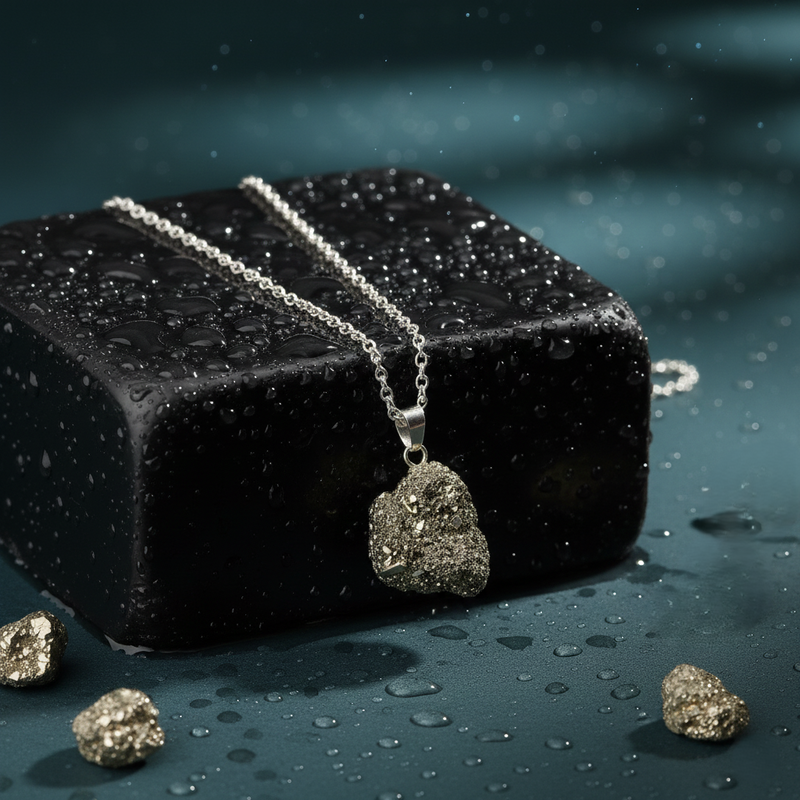 Raw Pyrite Pendant With Chain