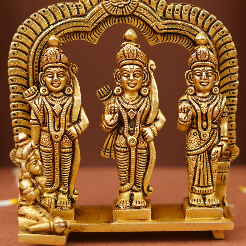 Pure Brass Ram Darbar Lord Shri Ram, Lakshman, Sita and Hanuman ji Statue for Home Decor (6 Inch), 1.1 KG