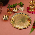Pure Brass Regal Pooja Thali Set (8 Inch)