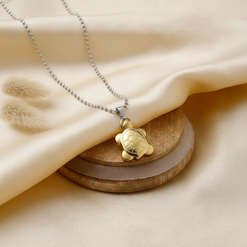 Pyrite Turtle Pendant with Chain