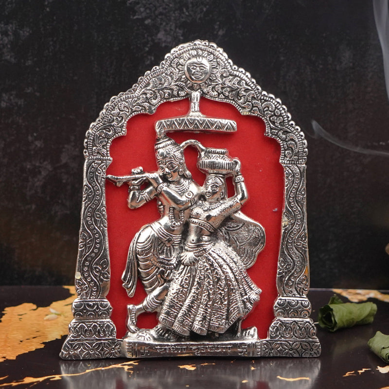 Silver Plated Radha Krishna Dancing Frame 8.5"