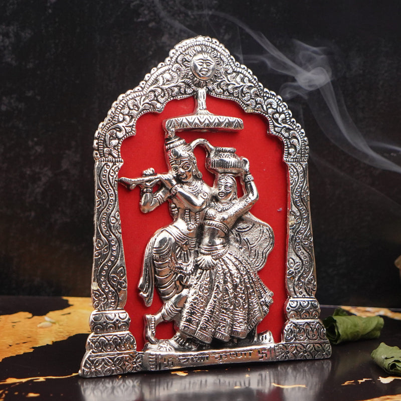 Silver Plated Radha Krishna Dancing Frame 8.5"