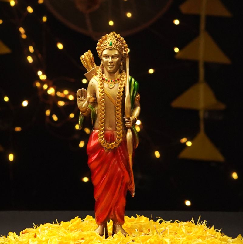 Antique Gold Ram Resin Idol 8 Inch