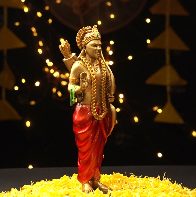 Antique Gold Ram Resin Idol 8 Inch