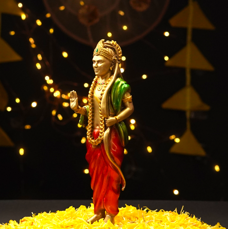 Antique Gold Ram Resin Idol 8 Inch