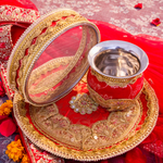 Red Karwa Chauth Thali Set | Luxe Edition | Pack of 3