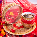 Red Karwa Chauth Thali Set | Luxe Edition | Pack of 3
