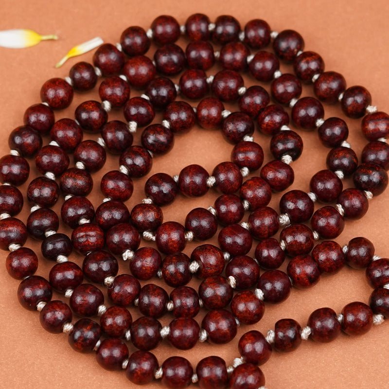 Original Red Sandalwood Mala | Lal Chandan Mala Natural Beads | Bead Size: 10 MM