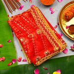 Red Floral Mata Chunri 46x 20 "