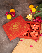 Red Ceramic Diya Gift Set (Set of 4 diyas )