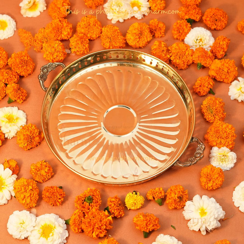 Regal Brass Thali for Weddings, Puja and Rituals (10 Inch)