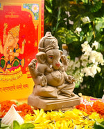 ServDharm 5" Clay Ganesha Idol with Intricate Carvings