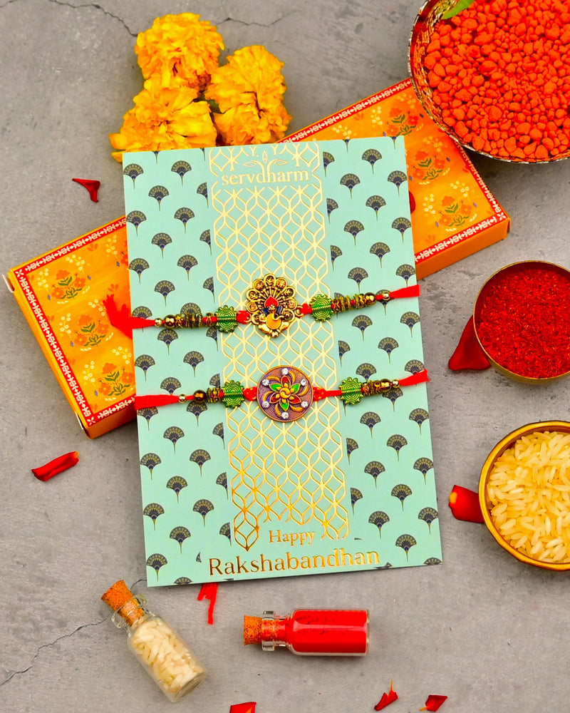 Ganesha & Mandala Rakhi - Pack of 2