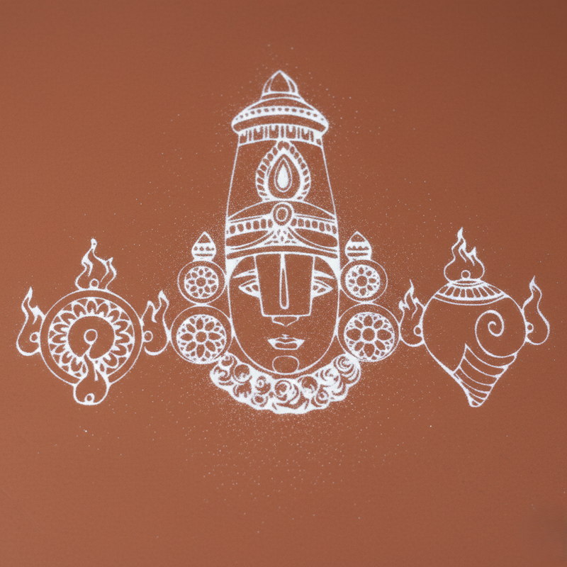 Shankh Chakra Namaha Wooden Kolam Stencil 10 x 10 Inch