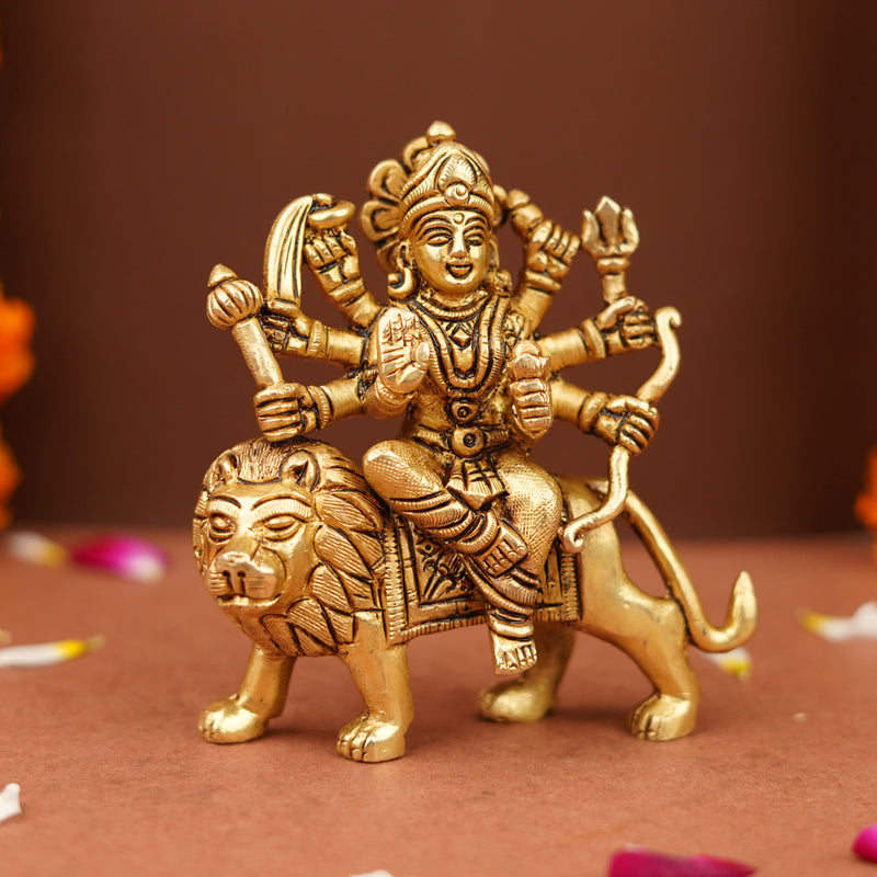 Sherawali Mata Brass Statue (4 Inch)