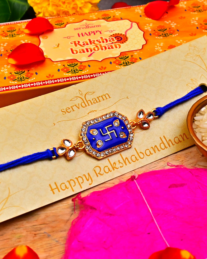 Swastik Rakhi in Royal Blue