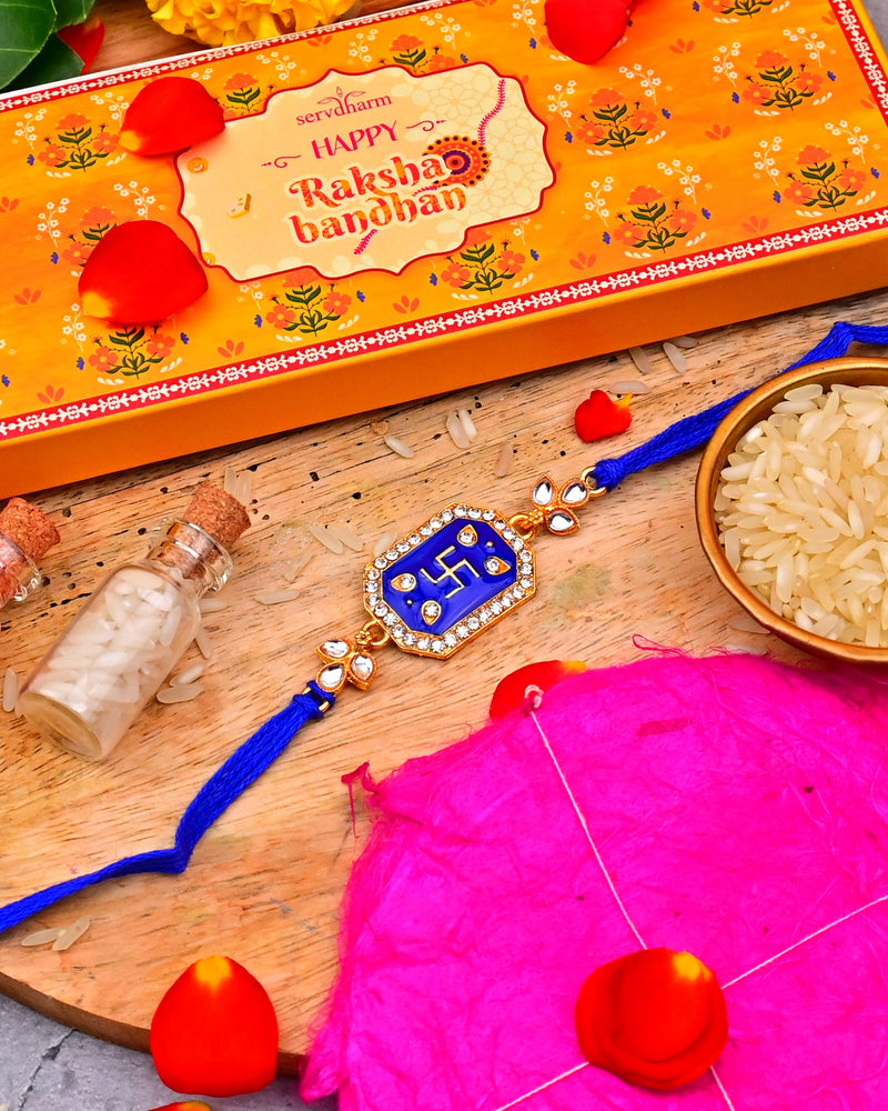 Swastik Rakhi in Royal Blue