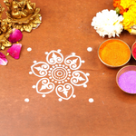 Floral Design Wooden Kolam Stencil 5x5 inch