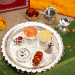 Silver Plated Thali Set 11" | Luxury Edition Pooja Thali Set of 10