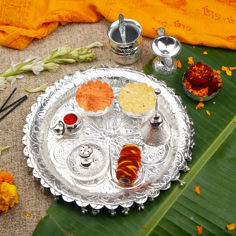 Shell Thali Silver Plated Thali Set 11