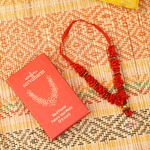 Red Floral Fabric Idol Mala 7.5 " | 4g