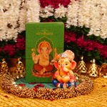 Bal Ganpati with Orange Pagdi 4.1'' | Dissolvable and Earth Friendly Eco Clay Ganesha for Ganesh Chaturthi