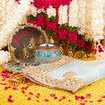Light Blue Karwa Chauth Thali Set | Luxe Edition | Pack of 5