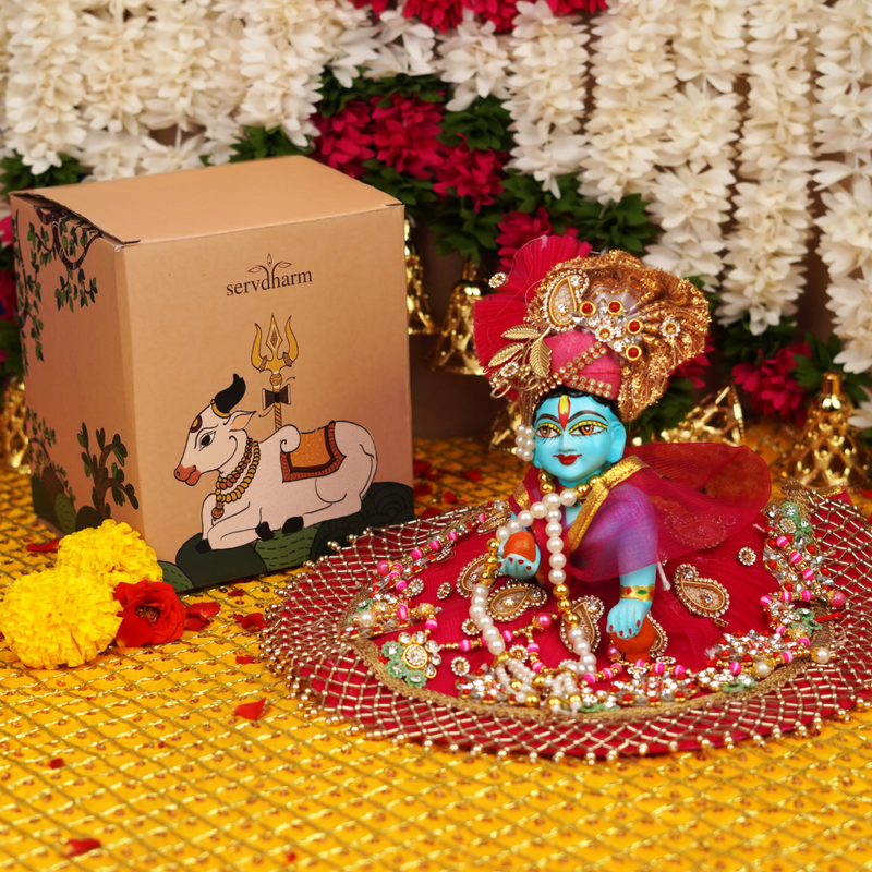 Blue Resin Laddu Gopal Idol 4.5 Inch