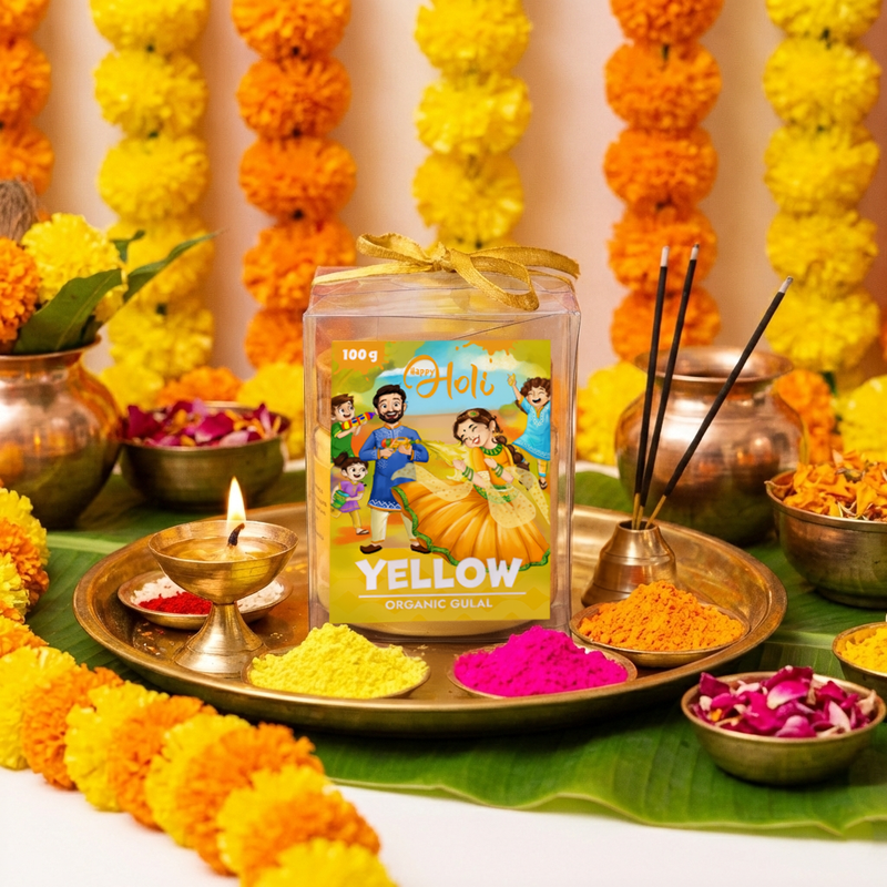 Yellow Organic Gulaal 100 g Gifting Pack – ServDharm