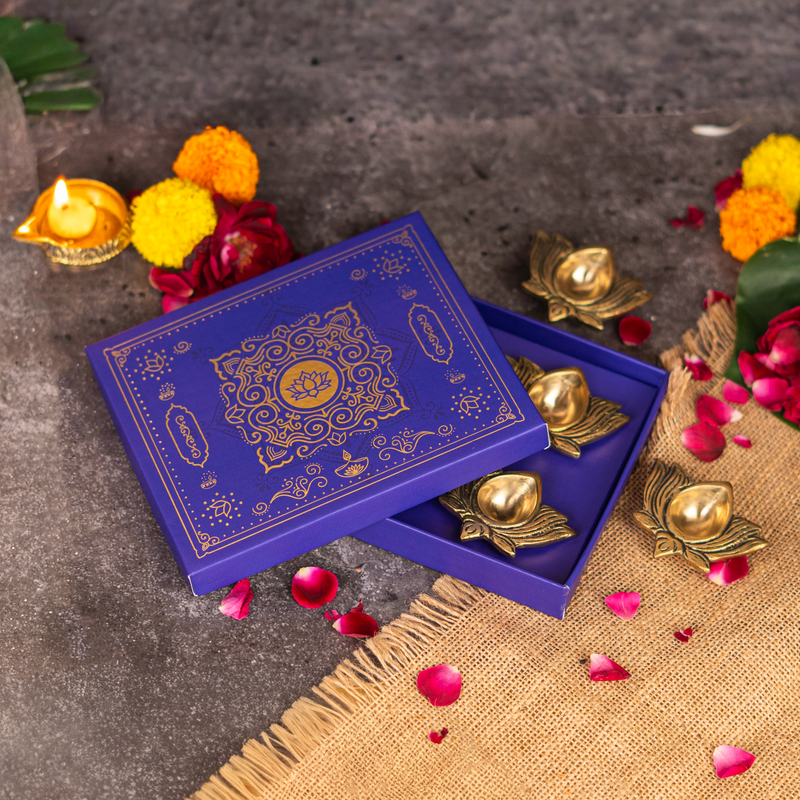 Brass Kamal Diya (Set of 4 Diyas)