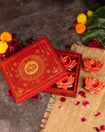 Red Ceramic Diya Gift Set (Set of 4 diyas )