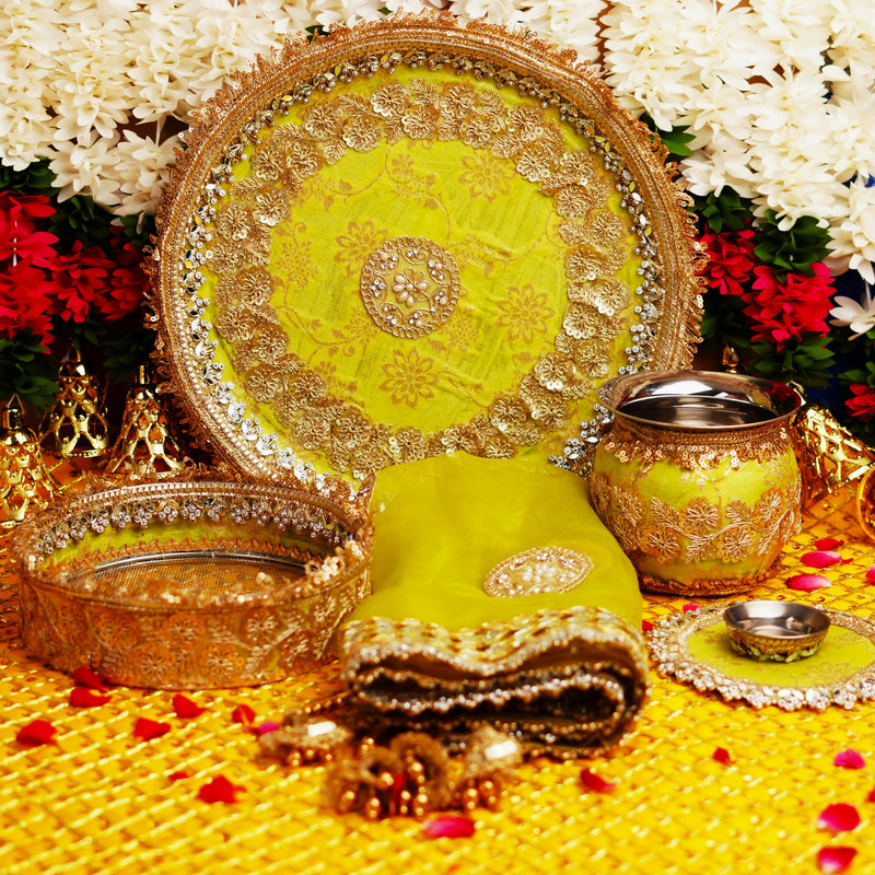 Mint Green Karwa Chauth Thali Set | Luxury Edition | Pack of 5